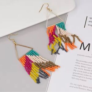 Bright colored Seed Bead Tassel Earrings!